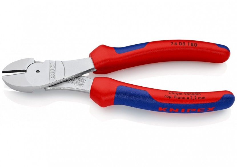 Pince coupante forte démultiplication 180mm - Gainage Bi-matière - Chromée - Knipex - 7405180
