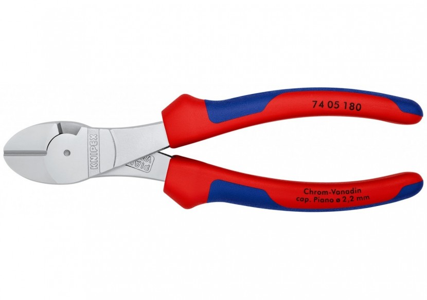 Pince coupante forte démultiplication 180mm - Gainage Bi-matière - Chromée - Knipex - 7405180