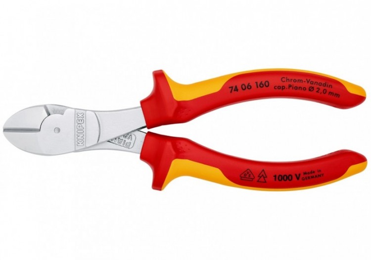 Pince coupante forte démultiplication 160mm - Bi-matière - Chromée - 1000V - Knipex - 7406160 2
