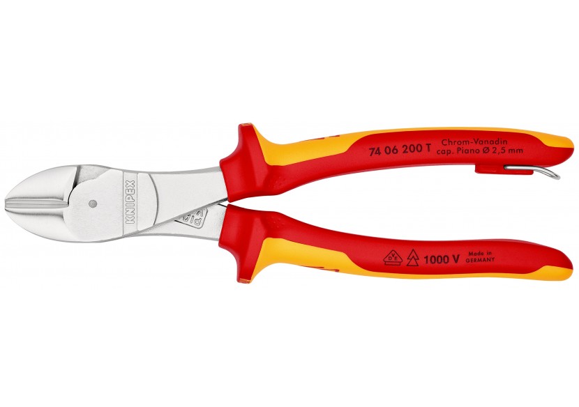 Pince coupante forte démultiplication 200mm - Bi-matière Chromée 1000V Antichute - Knipex - 7406200T