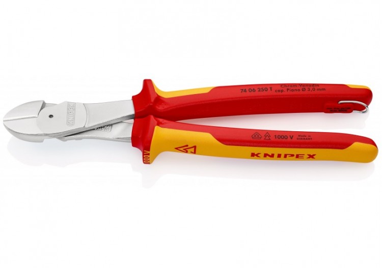 Pince coupante forte démultiplication 250mm - Bi-matière Chromée 1000V Antichute - Knipex - 7406250T