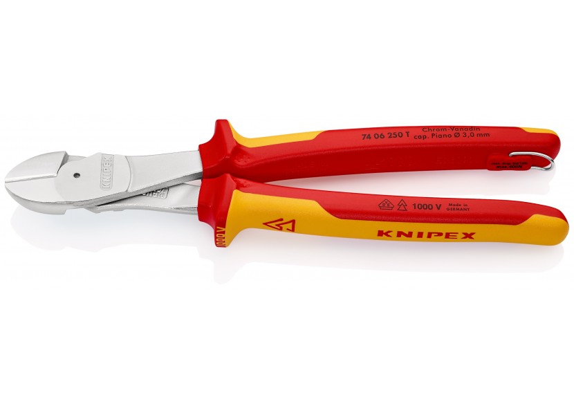 Pince coupante forte démultiplication 250mm - Bi-matière Chromée 1000V Antichute - Knipex - 7406250T
