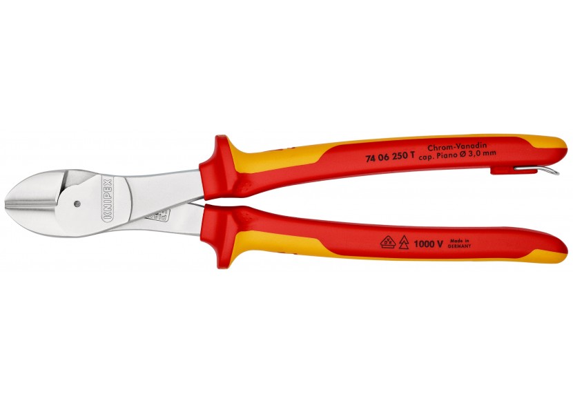 Pince coupante forte démultiplication 250mm - Bi-matière Chromée 1000V Antichute - Knipex - 7406250T