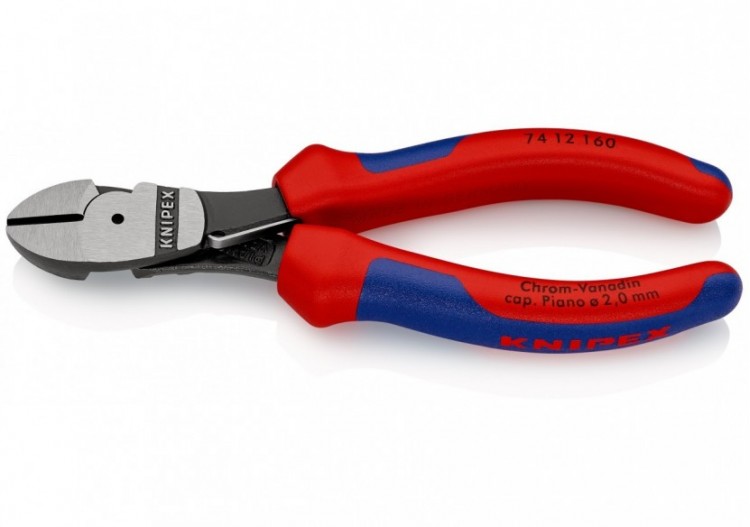 Pince coupante de côté forte démultiplication avec ressort 160mm - Bi-matière - Knipex - 7412160