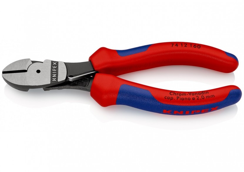 Pince coupante de côté forte démultiplication avec ressort 160mm - Bi-matière - Knipex - 7412160