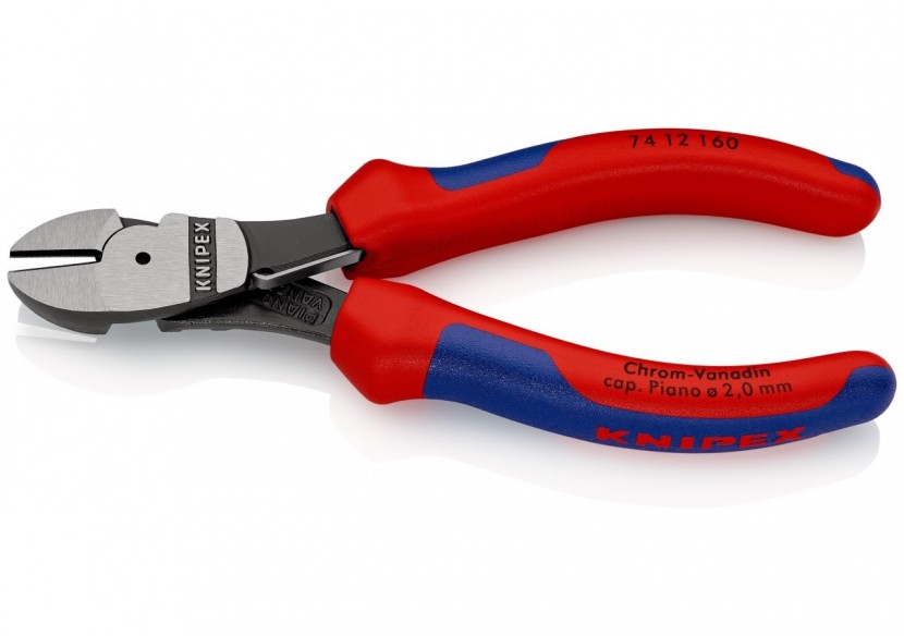 Pince coupante de côté forte démultiplication avec ressort 160mm - Bi-matière - Knipex - 7412160