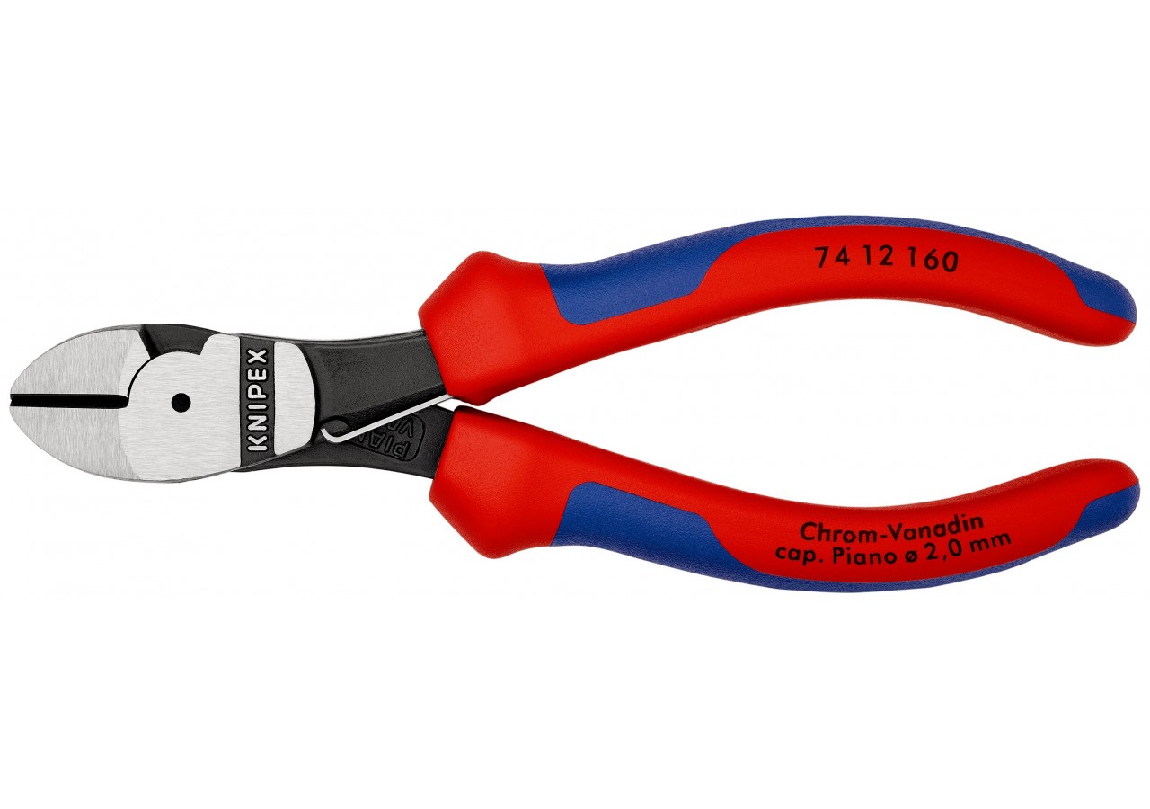 Pince coupante de côté forte démultiplication avec ressort 160mm - Bi-matière - Knipex - 7412160