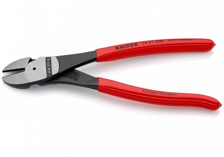 Pince coupante de côté forte démultiplication 200mm coudée à 25° - Gainage PVC - Knipex - 7421200 2