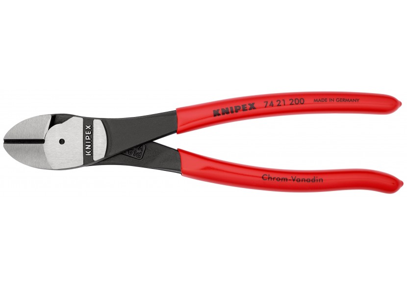 Pince coupante de côté forte démultiplication 200mm coudée à 25° - Gainage PVC - Knipex - 7421200
