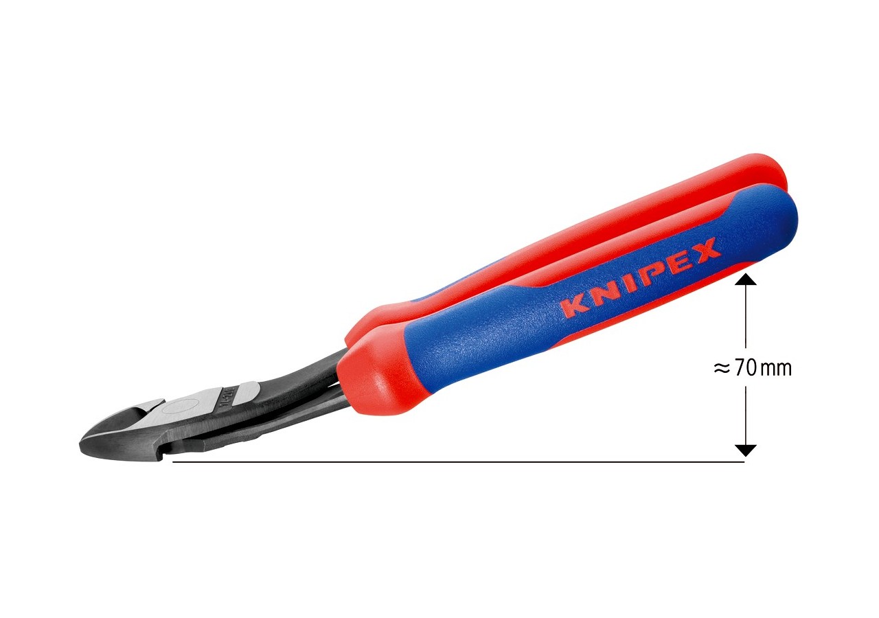 Pince coupante forte démultiplication 200mm - Coudée à 25° - Gainage Bi-matière - Knipex - 7422200