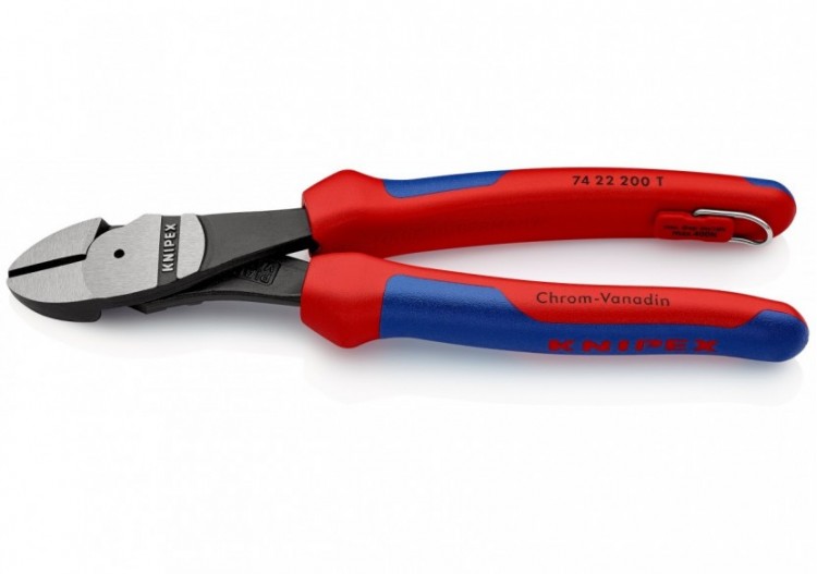 Pince coupante forte démultiplication 200mm Coudée 25° - Bi-matière - Antichute - Knipex - 7422200T