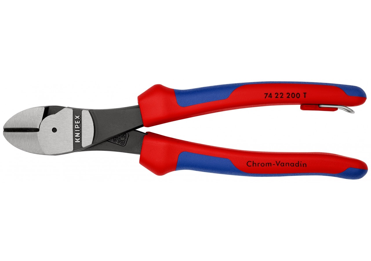 Pince coupante forte démultiplication 200mm Coudée 25° - Bi-matière - Antichute - Knipex - 7422200T