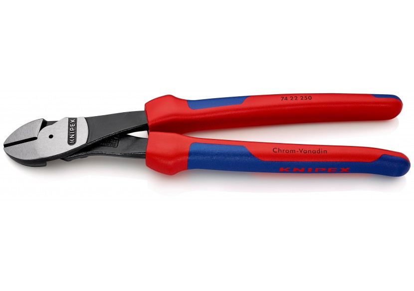 Pince coupante forte démultiplication 250mm - Coudée à 25° - Gainage Bi-matière - Knipex - 7422250