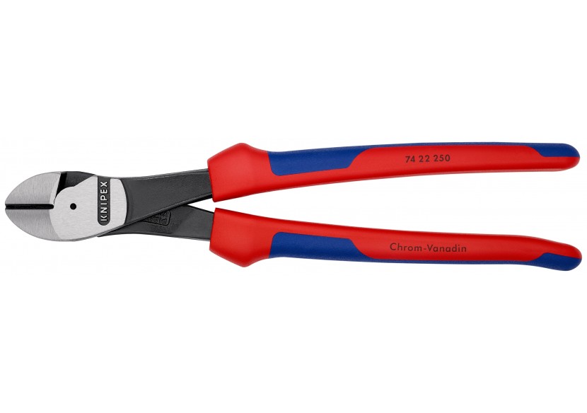 Pince coupante forte démultiplication 250mm - Coudée à 25° - Gainage Bi-matière - Knipex - 7422250
