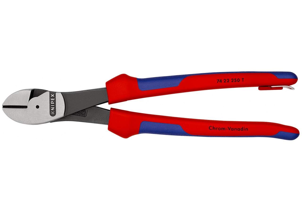 Pince coupante forte démultiplication 250mm coudée 25° - Bi-matière - Antichute - Knipex - 7422250T