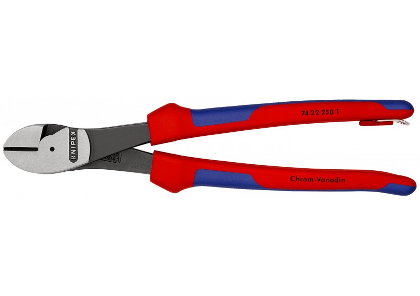 Pince coupante forte démultiplication 250mm coudée 25° - Bi-matière - Antichute - Knipex - 7422250T