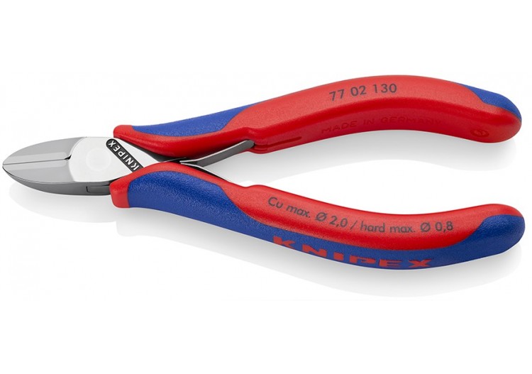 Pince coupante électronique petit biseau 130mm - Ressort - Gainage bi-matière - Knipex - 7702130
