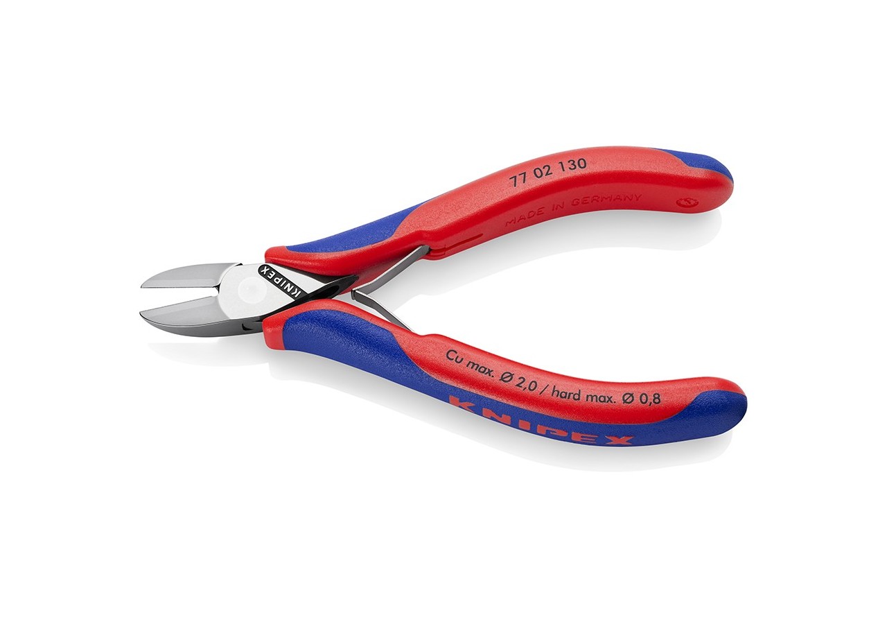 Pince coupante électronique petit biseau 130mm - Ressort - Gainage bi-matière - Knipex - 7702130