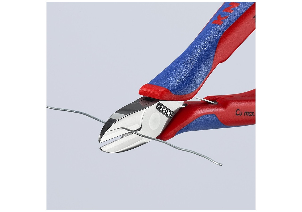 Pince coupante électronique petit biseau 130mm - Ressort - Gainage bi-matière - Knipex - 7702130