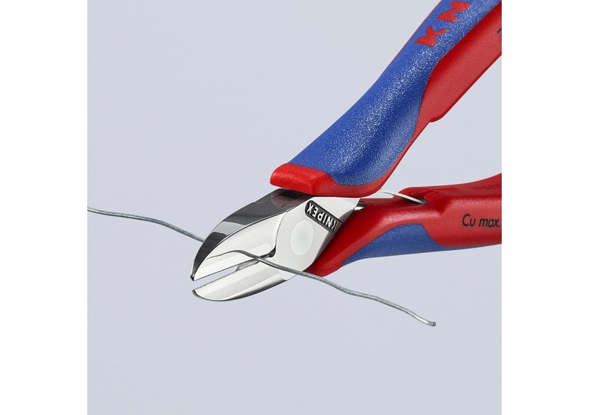 Pince coupante électronique petit biseau 130mm - Ressort - Gainage bi-matière - Knipex - 7702130
