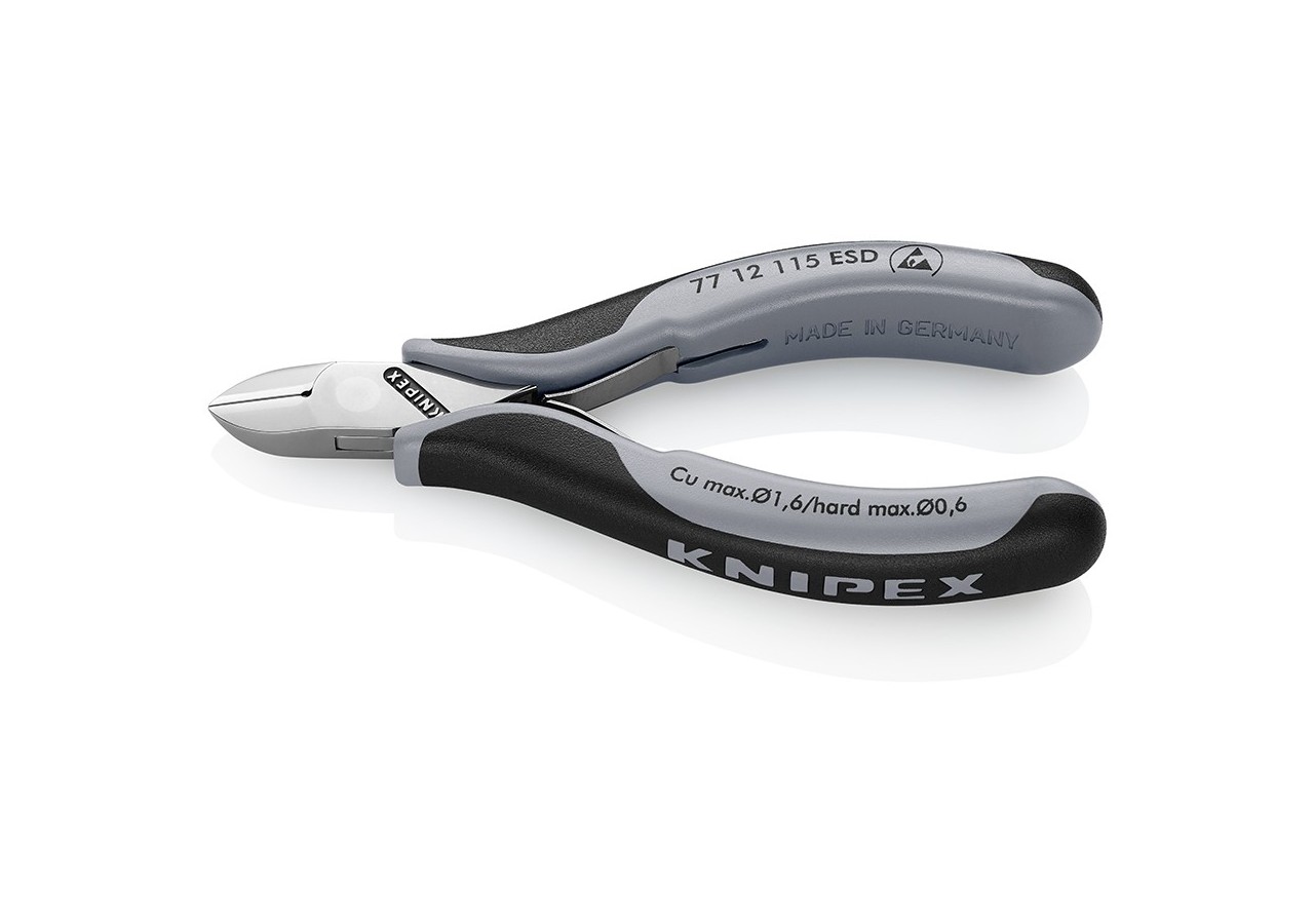 Pince coupante de précision petit biseau 115mm Serre-fils - Ressort - Bimat ESD - Knipex - 7712115ESD