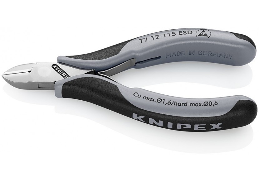 Pince coupante de précision petit biseau 115mm Serre-fils - Ressort - Bimat ESD - Knipex - 7712115ESD