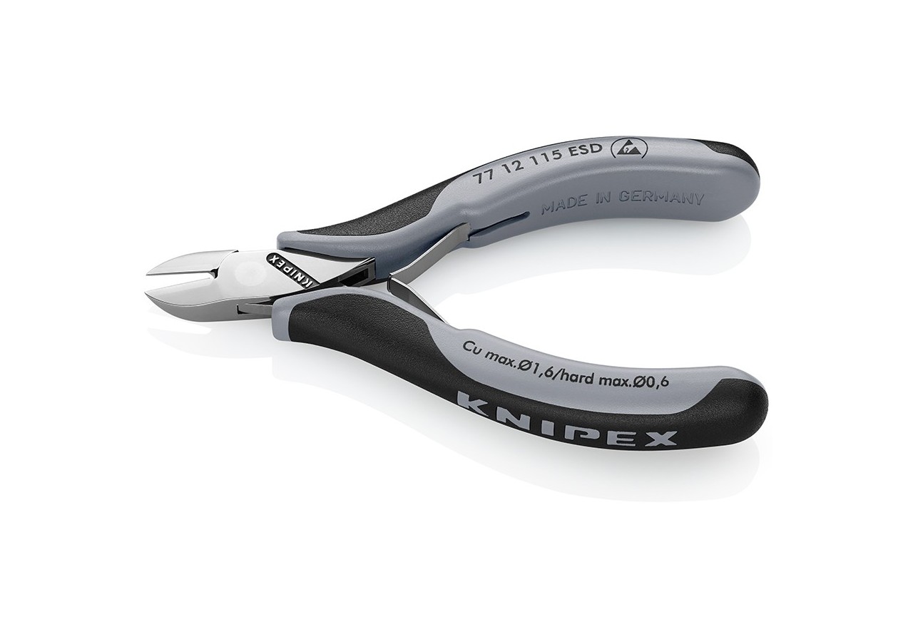 Pince coupante de précision petit biseau 115mm Serre-fils - Ressort - Bimat ESD - Knipex - 7712115ESD