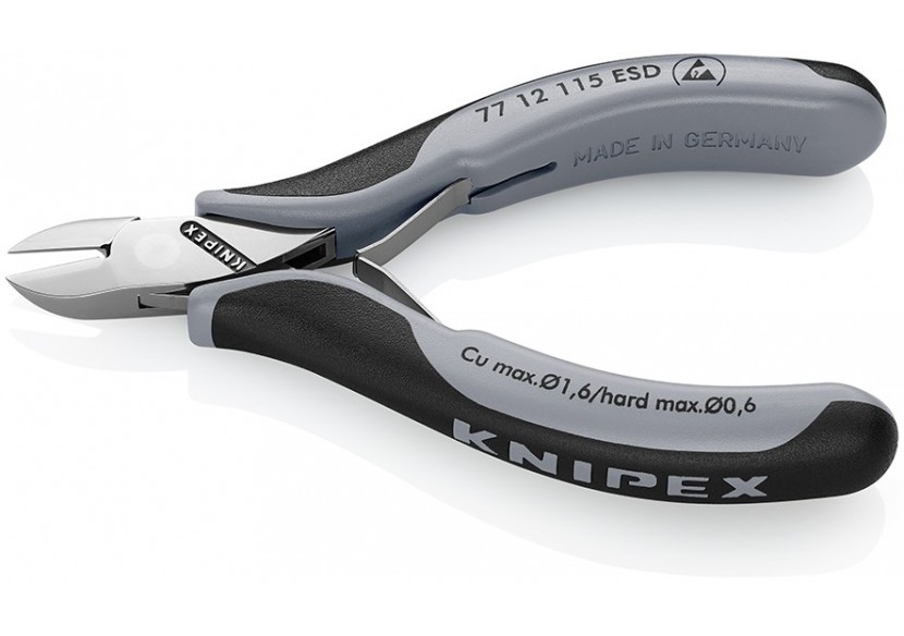 Pince coupante de précision petit biseau 115mm Serre-fils - Ressort - Bimat ESD - Knipex - 7712115ESD