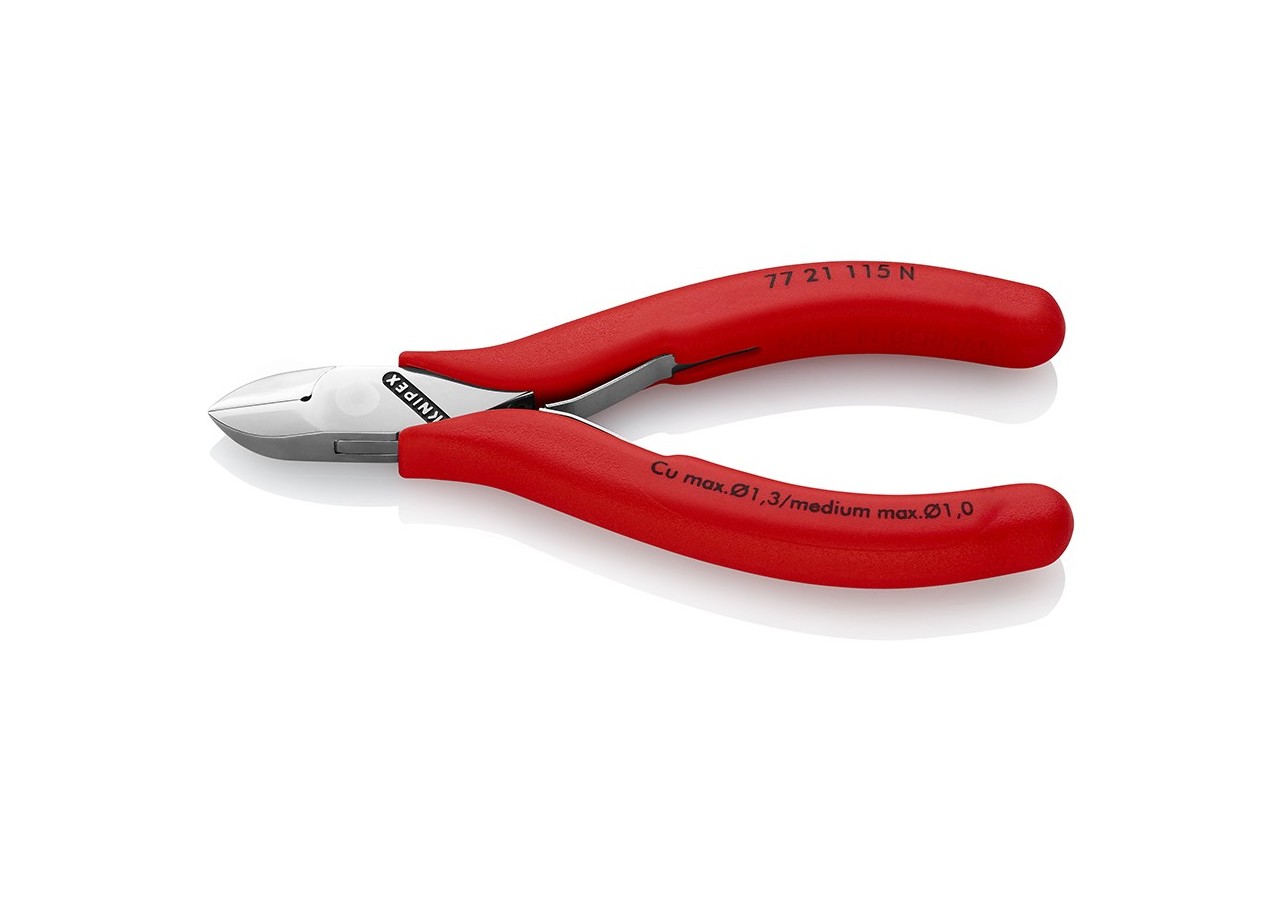 Pince coupante de côté de précision tête ronde coupe à ras 115mm - Ressort - PVC - Knipex - 7721115N