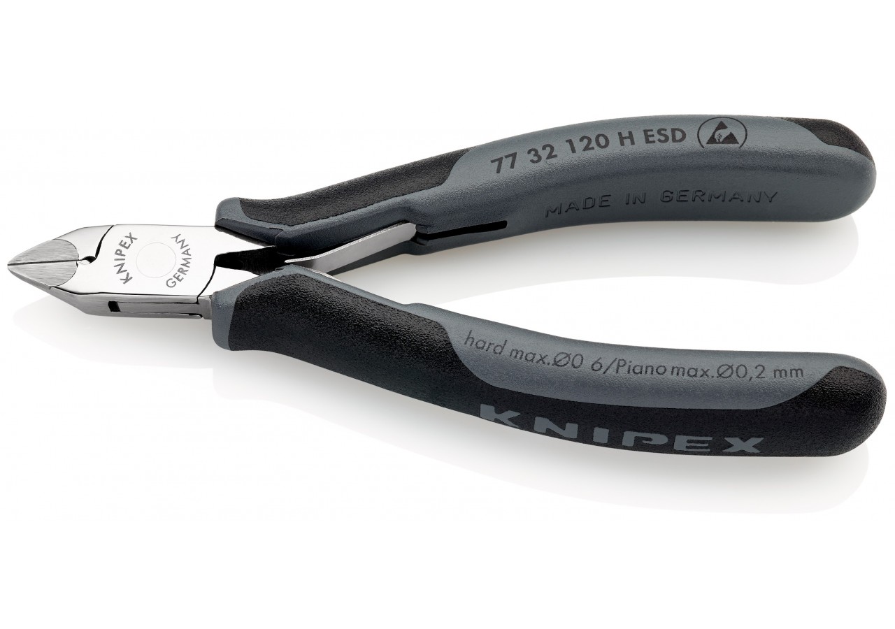Pince coupante de précision tranchants au carbure 120mm - Bi-matière ESD - Knipex - 7732120HESD