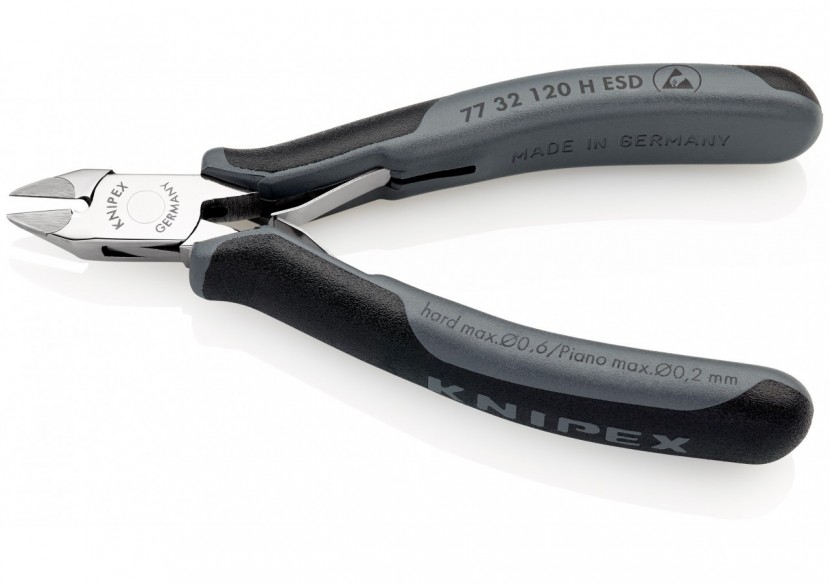 Pince coupante de précision tranchants au carbure 120mm - Bi-matière ESD - Knipex - 7732120HESD