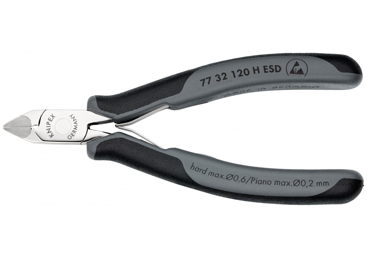 Pince coupante de précision tranchants au carbure 120mm - Bi-matière ESD - Knipex - 7732120HESD