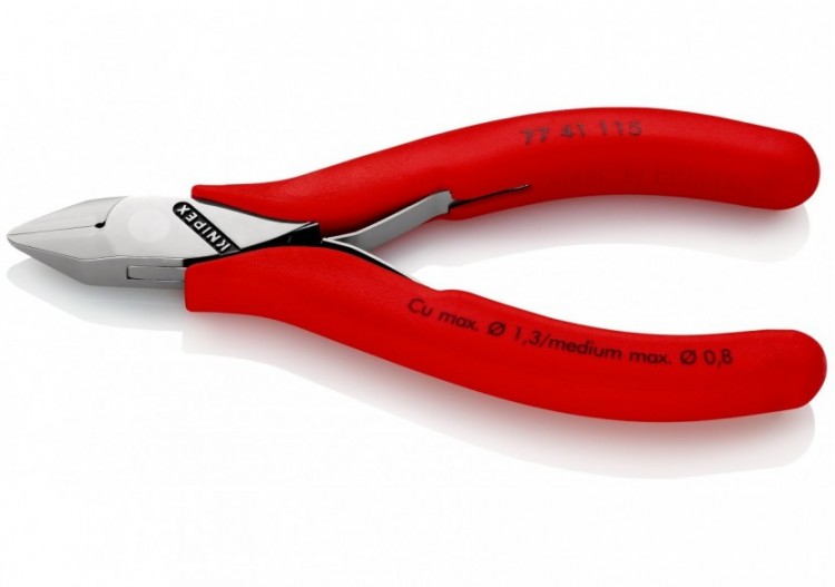 Pince coupante de côté tête pointue coupe à ras 115mm - Ressort - PVC - Knipex - 7741115