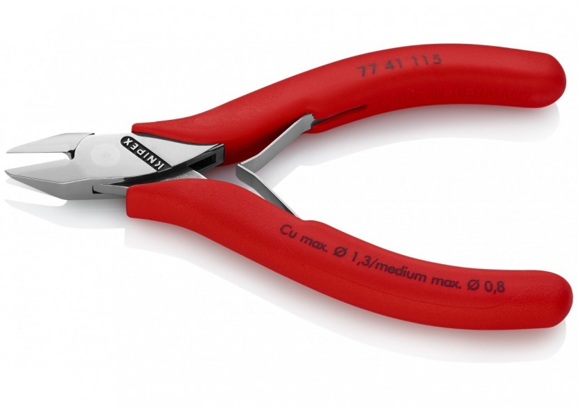 Pince coupante de côté tête pointue coupe à ras 115mm - Ressort - PVC - Knipex - 7741115