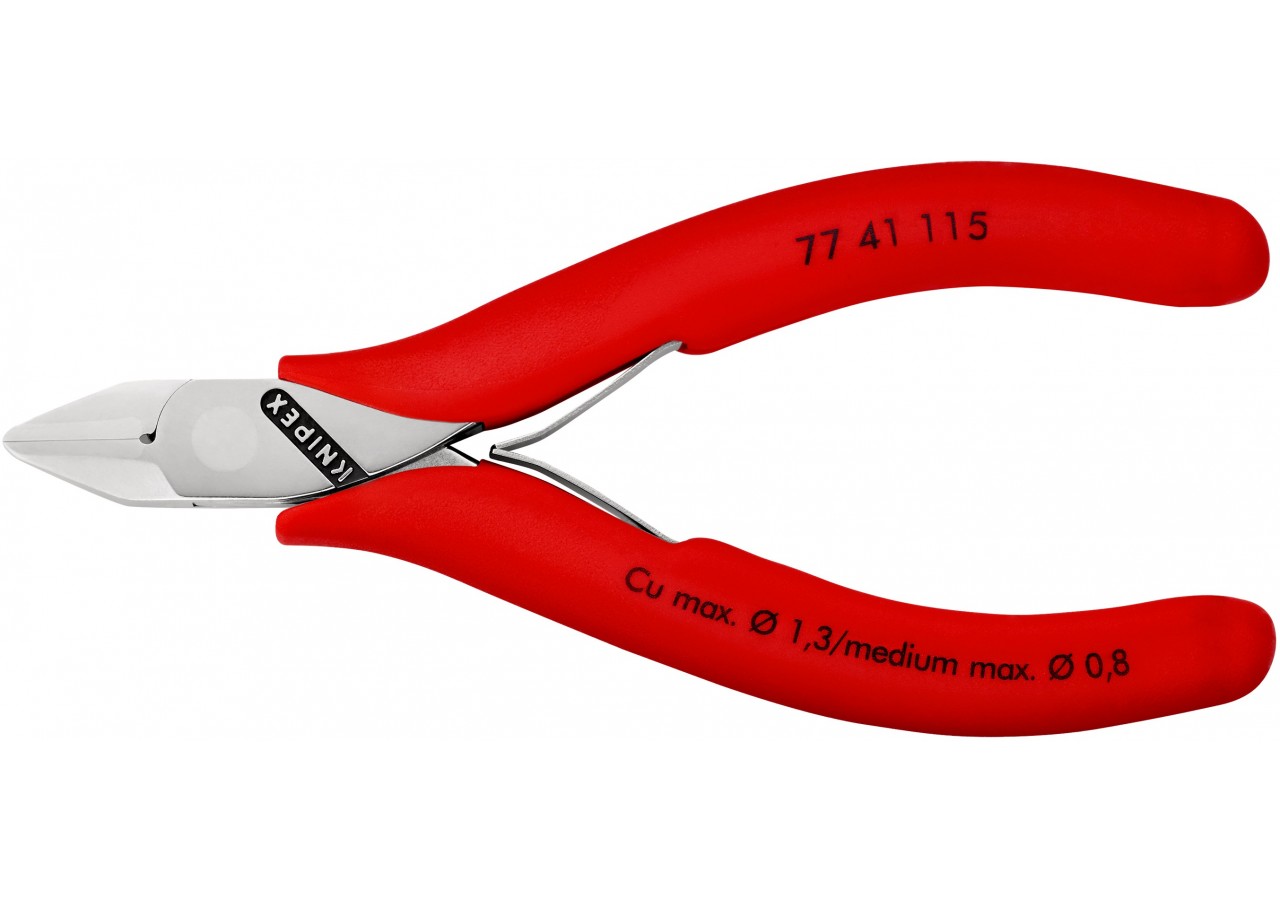Pince coupante de côté tête pointue coupe à ras 115mm - Ressort - PVC - Knipex - 7741115