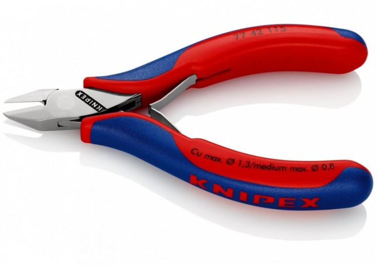Pince coupante de précision tête pointue coupe à ras 115mm Ressort - Bi-matière - Knipex - 7742115