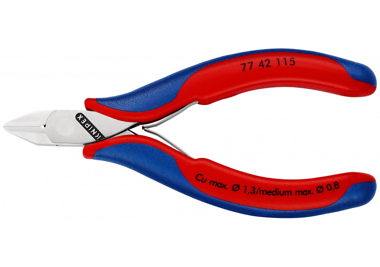 Pince coupante de précision tête pointue coupe à ras 115mm Ressort - Bi-matière - Knipex - 7742115