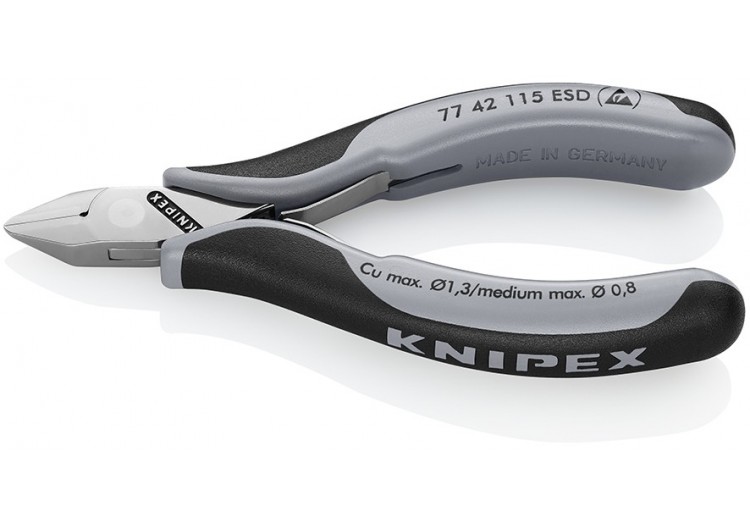 Pince coupante de précision tête pointue coupe à ras 115mm Ressort - Bi-mat. ESD - Knipex - 7742115ESD 2