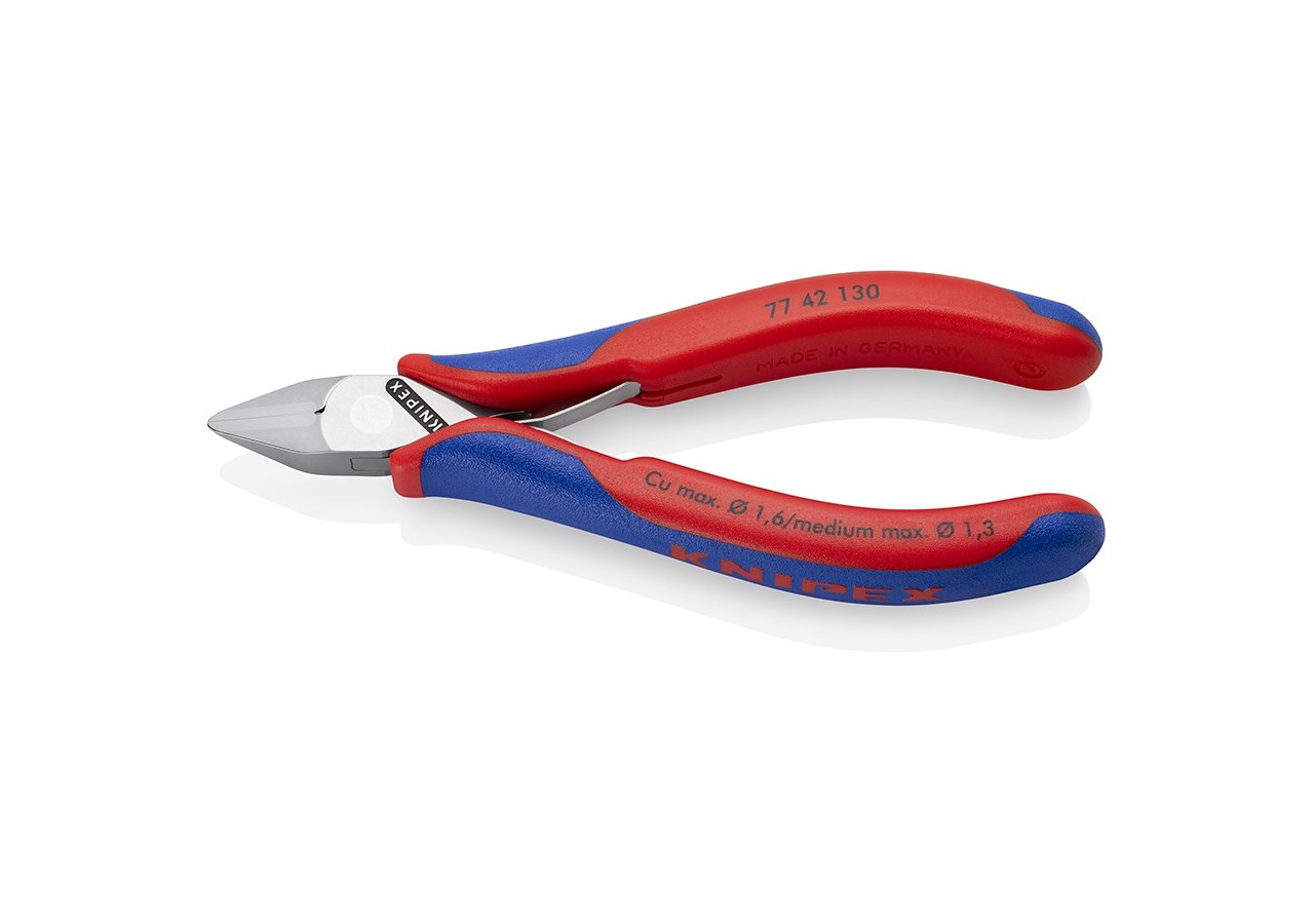 Pince coupante de précision tête pointue coupe à ras 130mm Ressort - Bi-matière - Knipex - 7742130