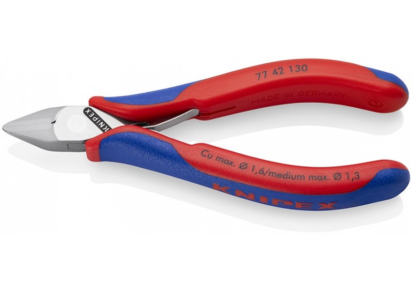 Pince coupante de précision tête pointue coupe à ras 130mm Ressort - Bi-matière - Knipex - 7742130