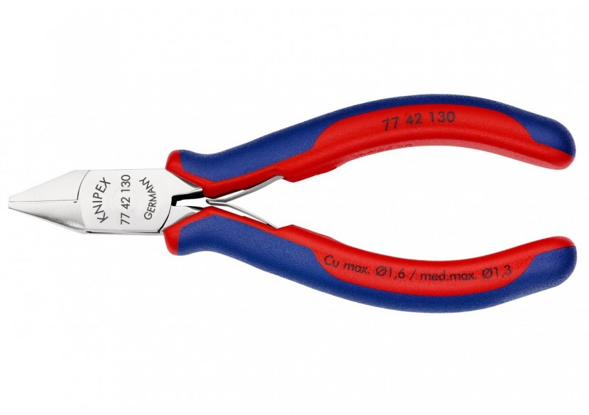 Pince coupante de précision tête pointue coupe à ras 130mm Ressort - Bi-matière - Knipex - 7742130