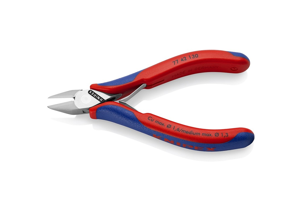 Pince coupante de précision tête pointue coupe à ras 130mm Ressort - Bi-matière - Knipex - 7742130
