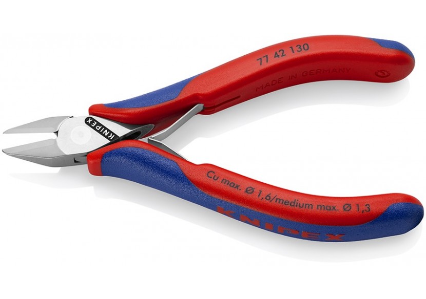 Pince coupante de précision tête pointue coupe à ras 130mm Ressort - Bi-matière - Knipex - 7742130