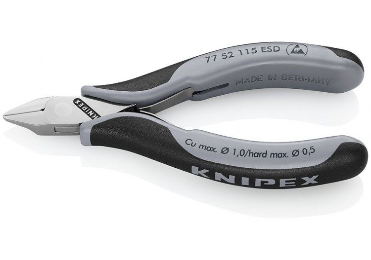 Pince coupante tête pointue petit biseau 115mm - Ressort - Bi-matière ESD - Knipex - 7752115ESD 2