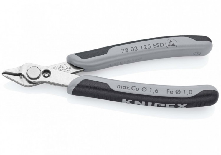 Pince coupante Super Knips® 125mm - Ressort - Bi-matière ESD - Inox - Knipex - 7803125ESD 2