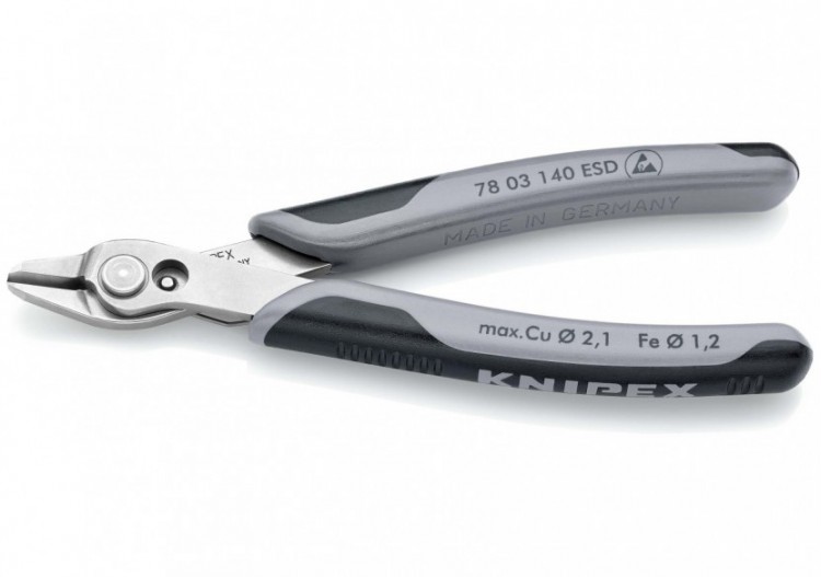 Pince coupante électronique Super Knips® XL 140mm - Gainage bi-matière ESD - Knipex - 7803140ESD