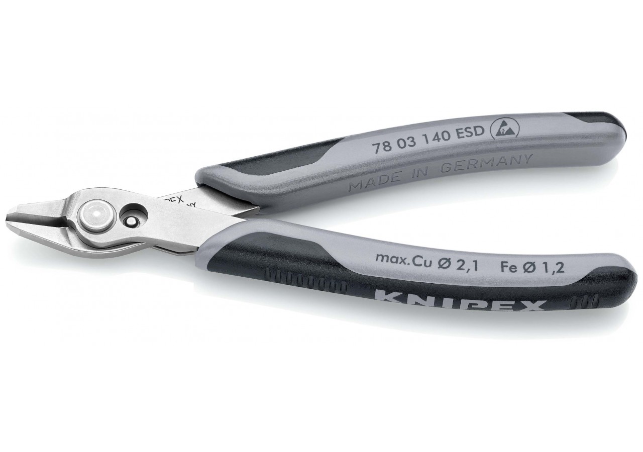 Pince coupante électronique Super Knips® XL 140mm - Gainage bi-matière ESD - Knipex - 7803140ESD