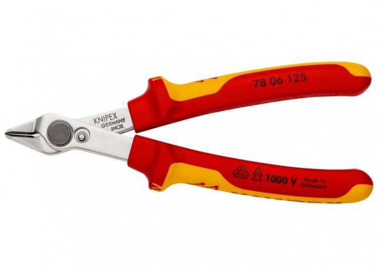 Pince coupante de coté Super Knips® 125mm - Bi-matière - Chromée - 1000V - Knipex - 7806125