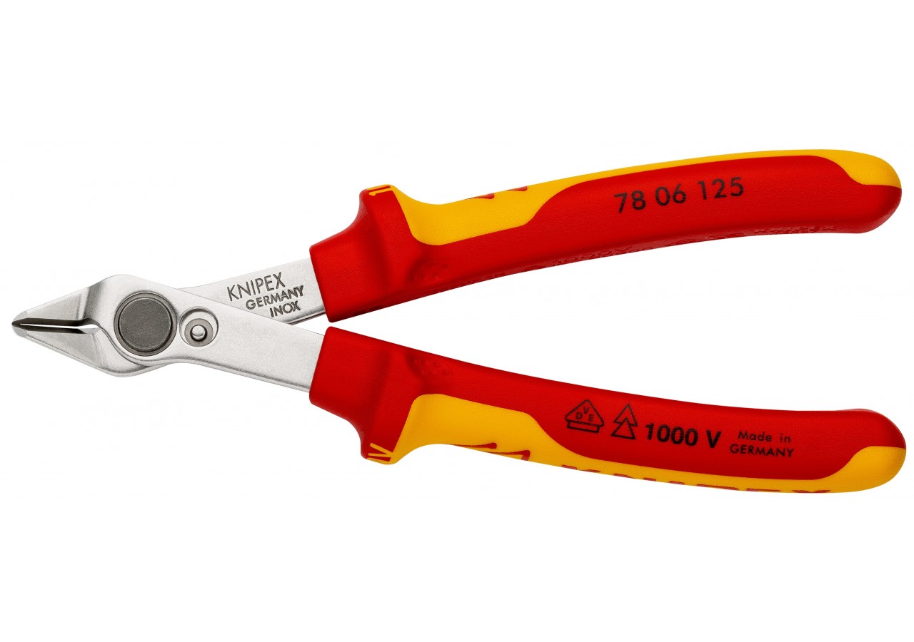 Pince coupante de coté Super Knips® 125mm - Bi-matière - Chromée - 1000V - Knipex - 7806125