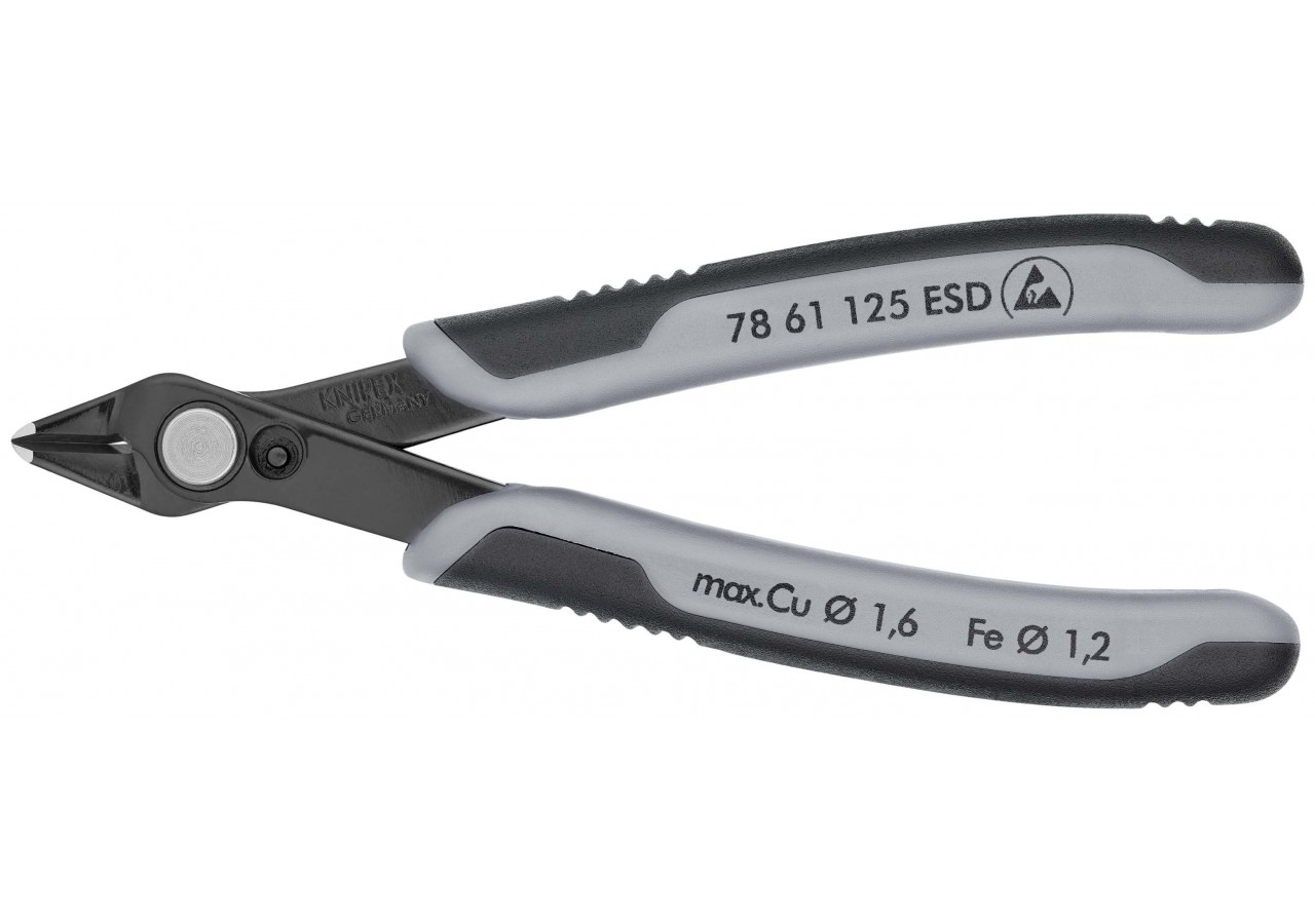 Pince coupante de précision Super Knips® 125mm - Ressort - Bi-matière ESD - Knipex - 7861125ESD
